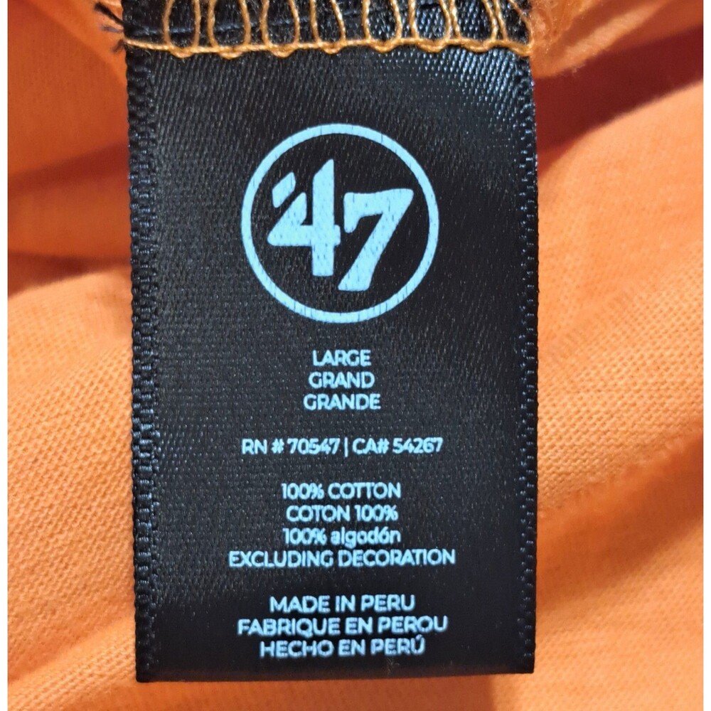 NWT '47 T-Shirt Orange. Long Sleeve. Oregon State Beavers. 100% Cotton LARGE - Picture 11 of 12